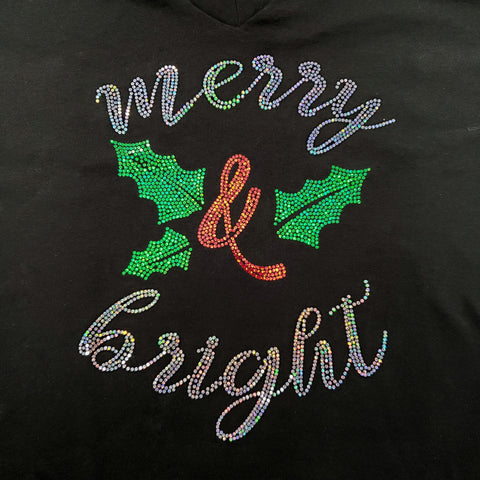 Spangled Merry & Bright Christmas Black T-shirt