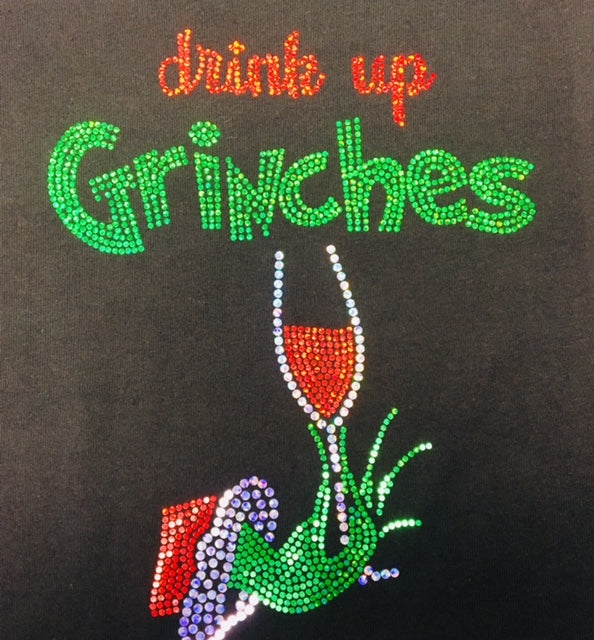 Drink up Grinches Black V-neck T-shirt