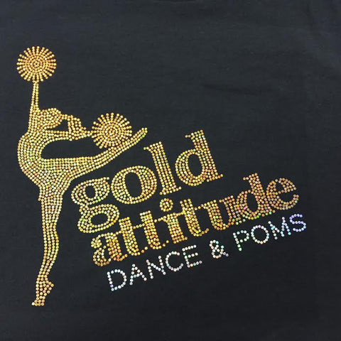 Gold Attitude Dance & Poms FITTED Spangled V- Neck Tee