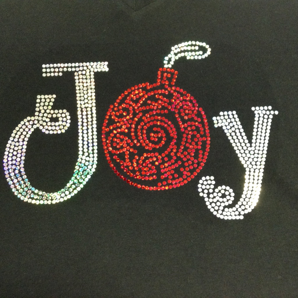 Christmas JOY Ornament Black V-neck T-shirt