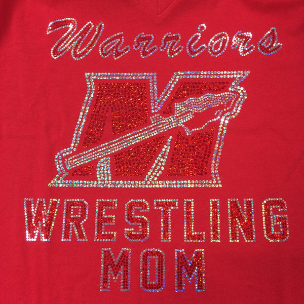Muskego Wrestling MOM Sparkle Spangled Fitted Tee