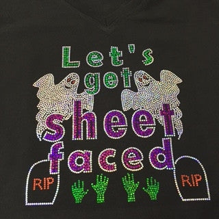 Let's Get Sheet Faced Black V-neck T-shirt