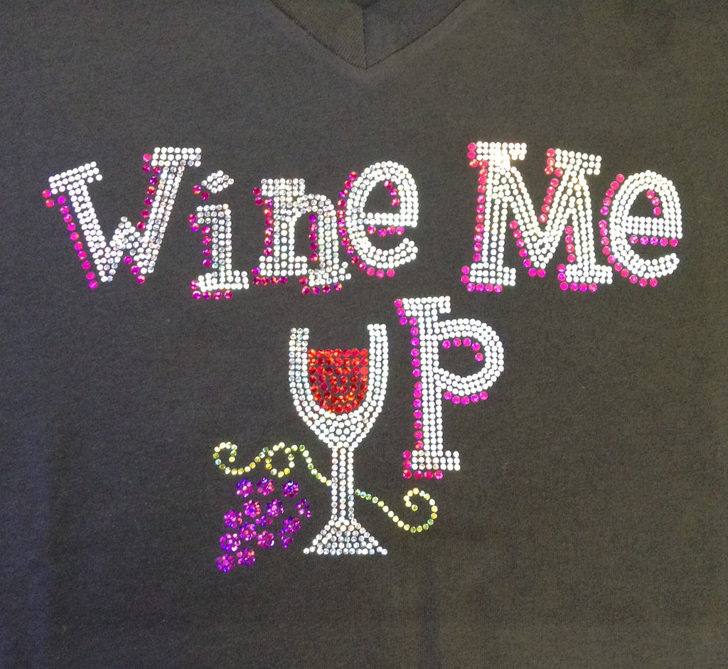 Wine Me Up! V-neck Black T-shirt