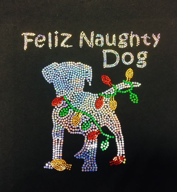 Feliz Naughty Dog Black V-neck T-shirt