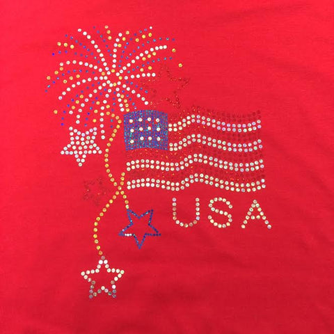 Flag with Fireworks - Fourth of July T-shirt