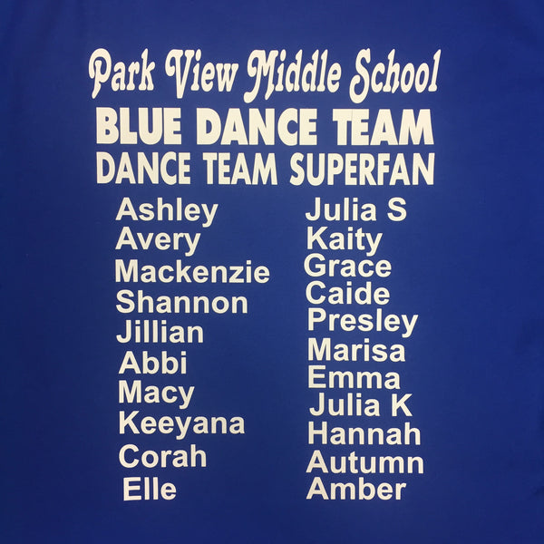 Park View Blue Dance Team SUPERFAN T-shirt