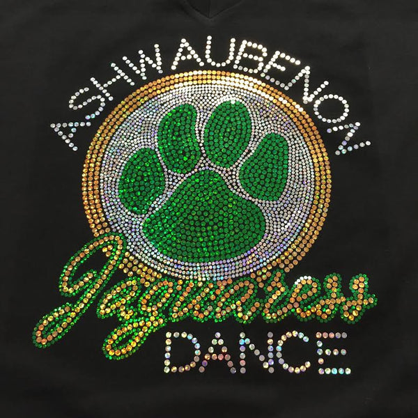 Ashwaubenon Spangled Black Crew Neck Tee Shirt