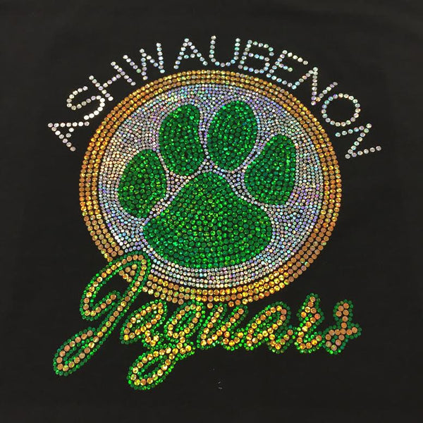 Ashwaubenon Spangled Black Crew Neck Sweatshirt
