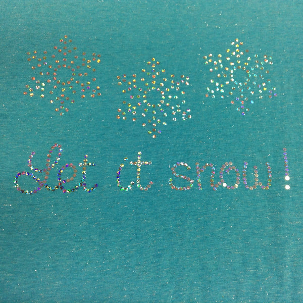 Let it Snow! Sparkle Crew neck T-Shirt in Blue or Red