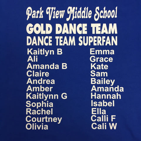 Park View Gold Dance Team SUPERFAN T-shirt