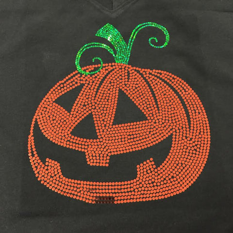 Spangled Pumpkin Black V-neck T-shirt