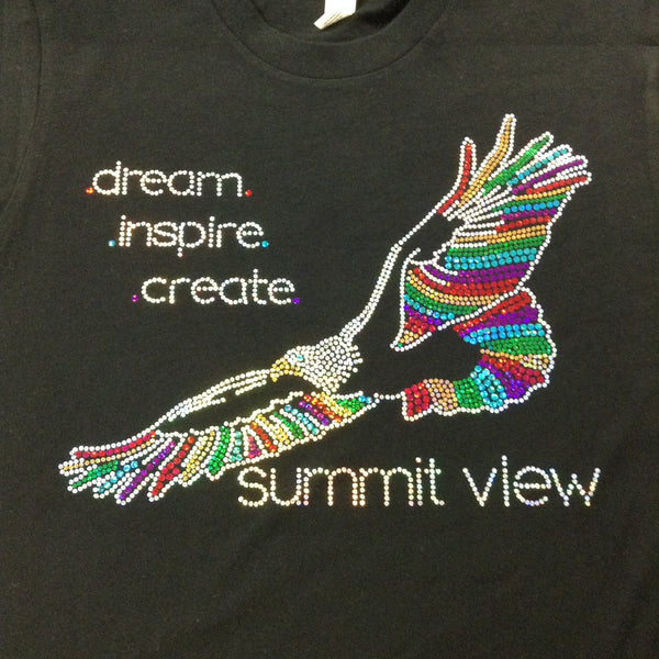 Summit View Spangled Black Crew Neck Tee Shirt