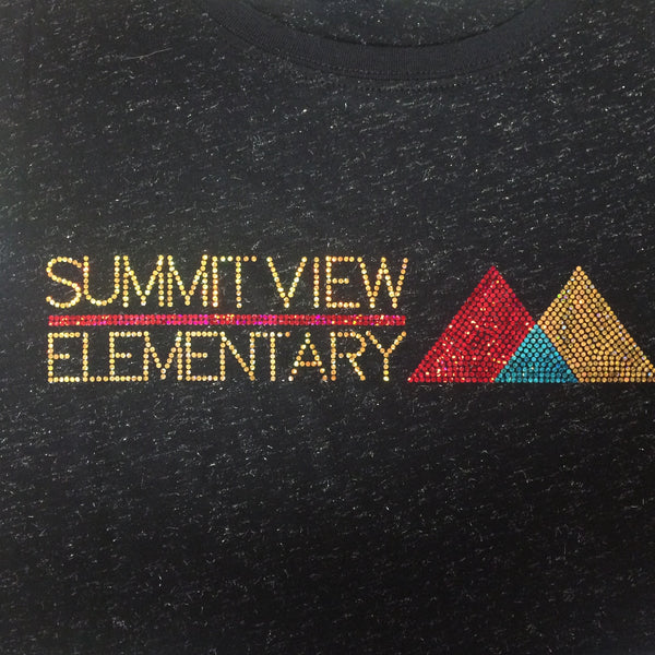 Summit View Spangled Black Crew Neck Tee Shirt