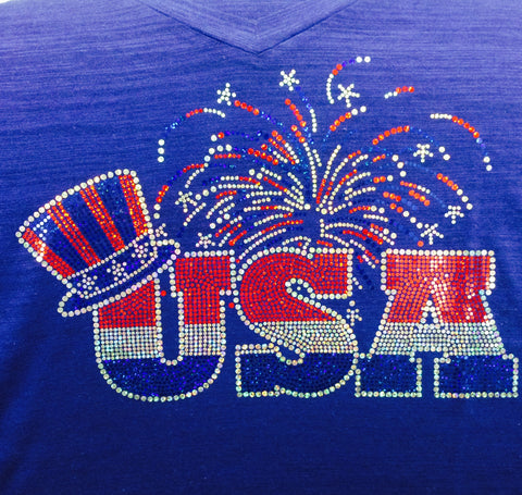 Red, White and Blue USA Fireworks - Fourth of July T-shirt