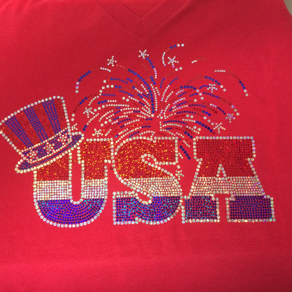 Red, White and Blue USA Fireworks - Fourth of July T-shirt