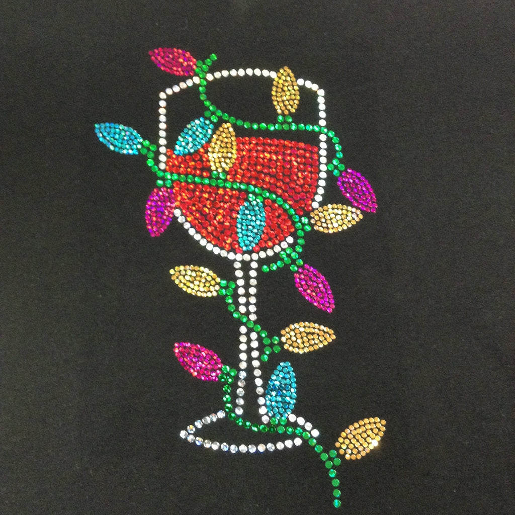Christmas Wine Lights Black V-Neck T-shirt