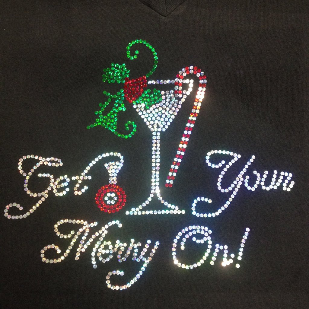 Get  Your Merry On Christmas V-neck T-shirt in Red or Black