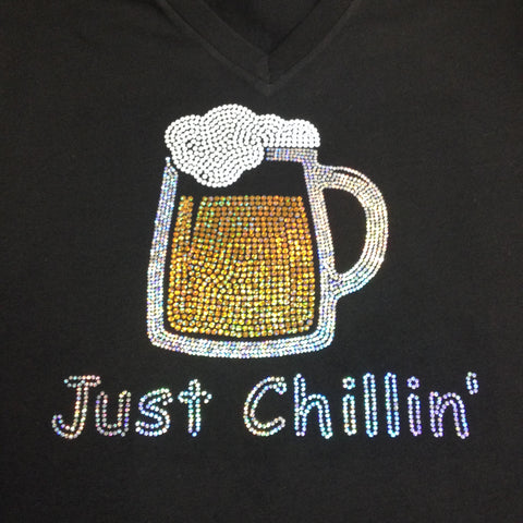 Spangle Just Chillin' Beer Mug Black Tee Shirt
