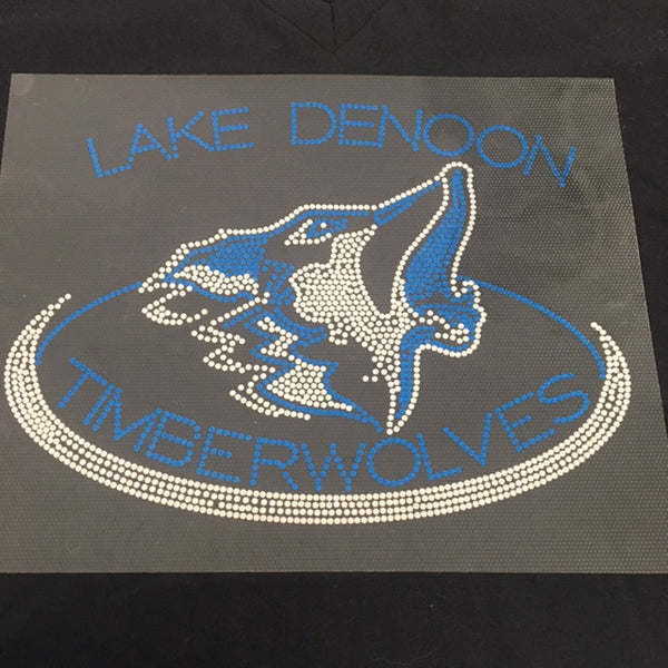 Lake Denoon Timberwolves Spangled Black V-NECK Tee Shirt