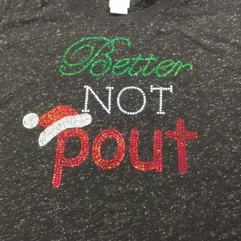 Better Not Pout Christmas Black V-neck T-shirt