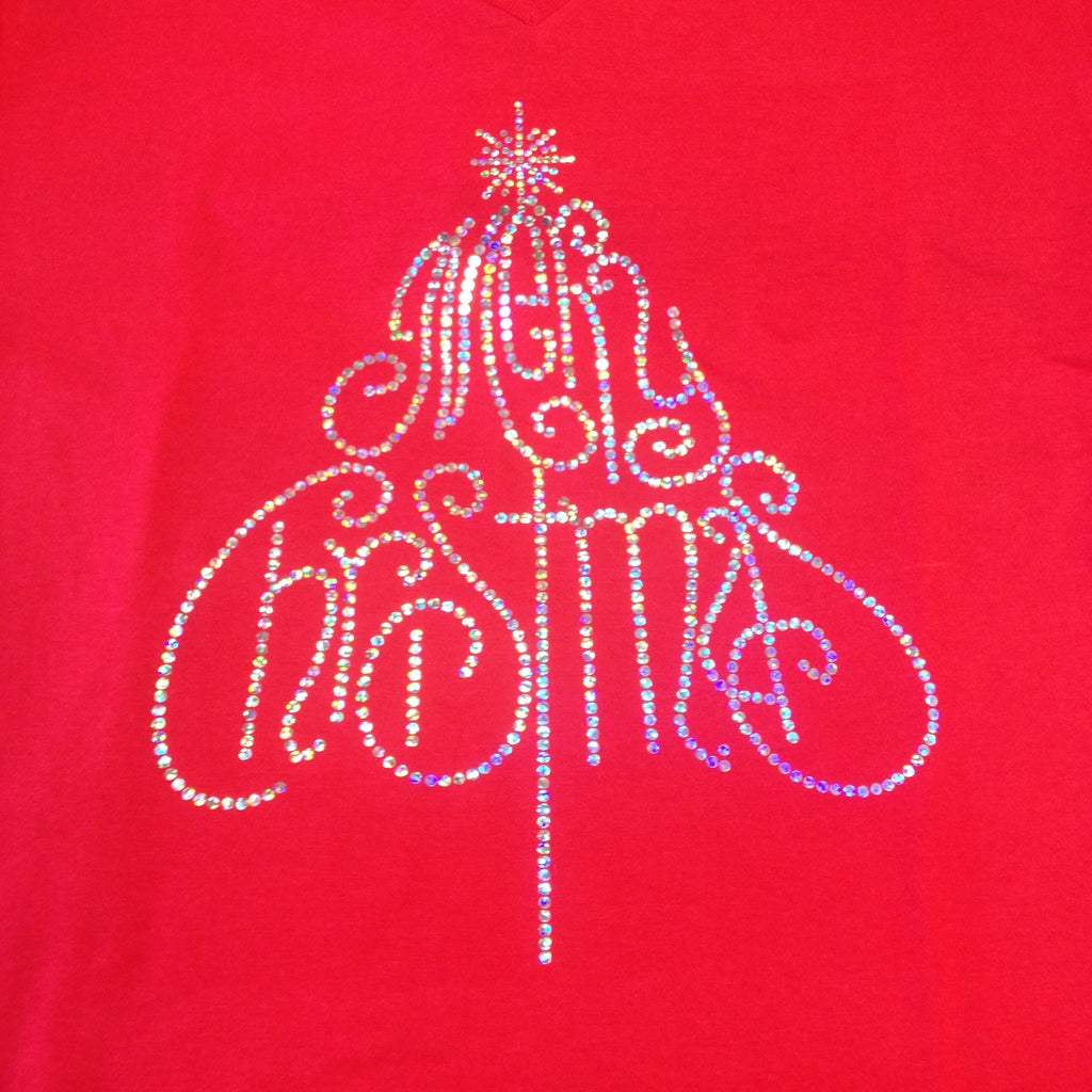 Merry Christmas Red V-neck T-shirt