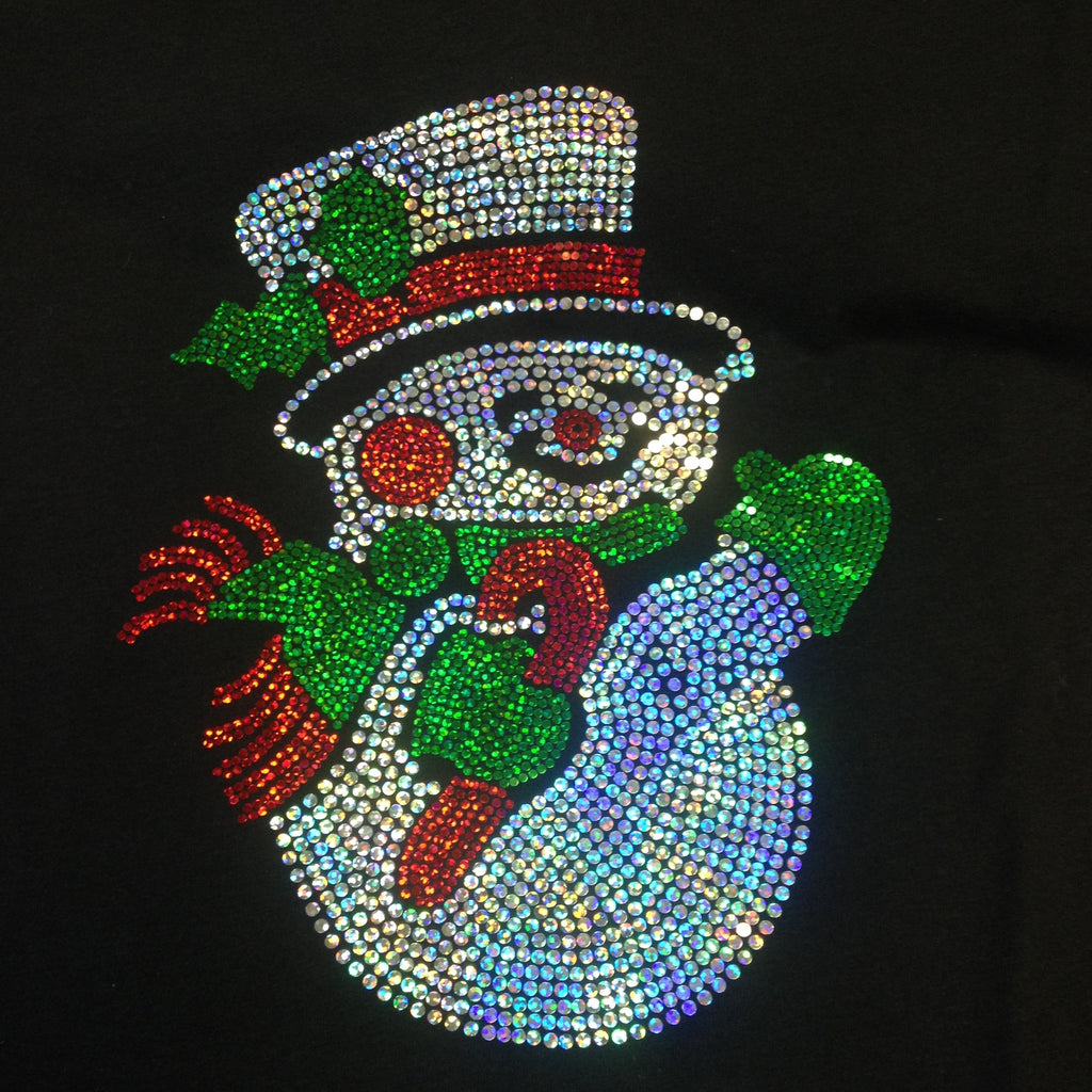 Spangled Frosty the Snowman Christmas Black V-neck T-shirt