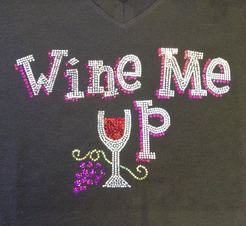 Wine Me Up! V-neck Black T-shirt
